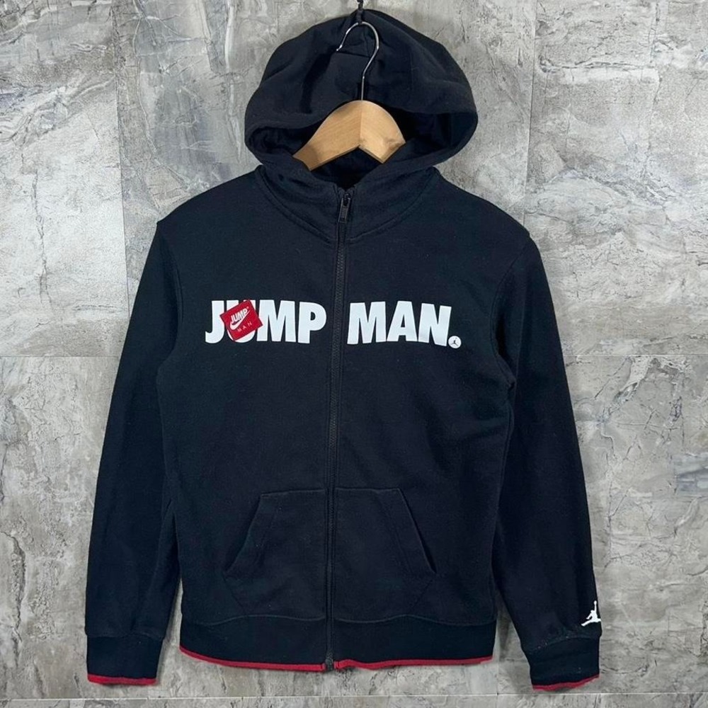 Nike Jordan Jumpman Full Zip Hoodie Sweatshirt Black Size Youth‎ Large 12-14